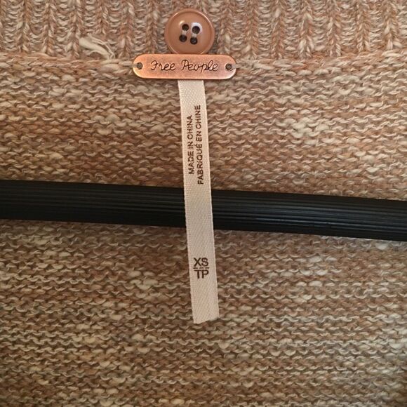 Free People Cream/Brown zip up sweater XS - Picture 4 of 5